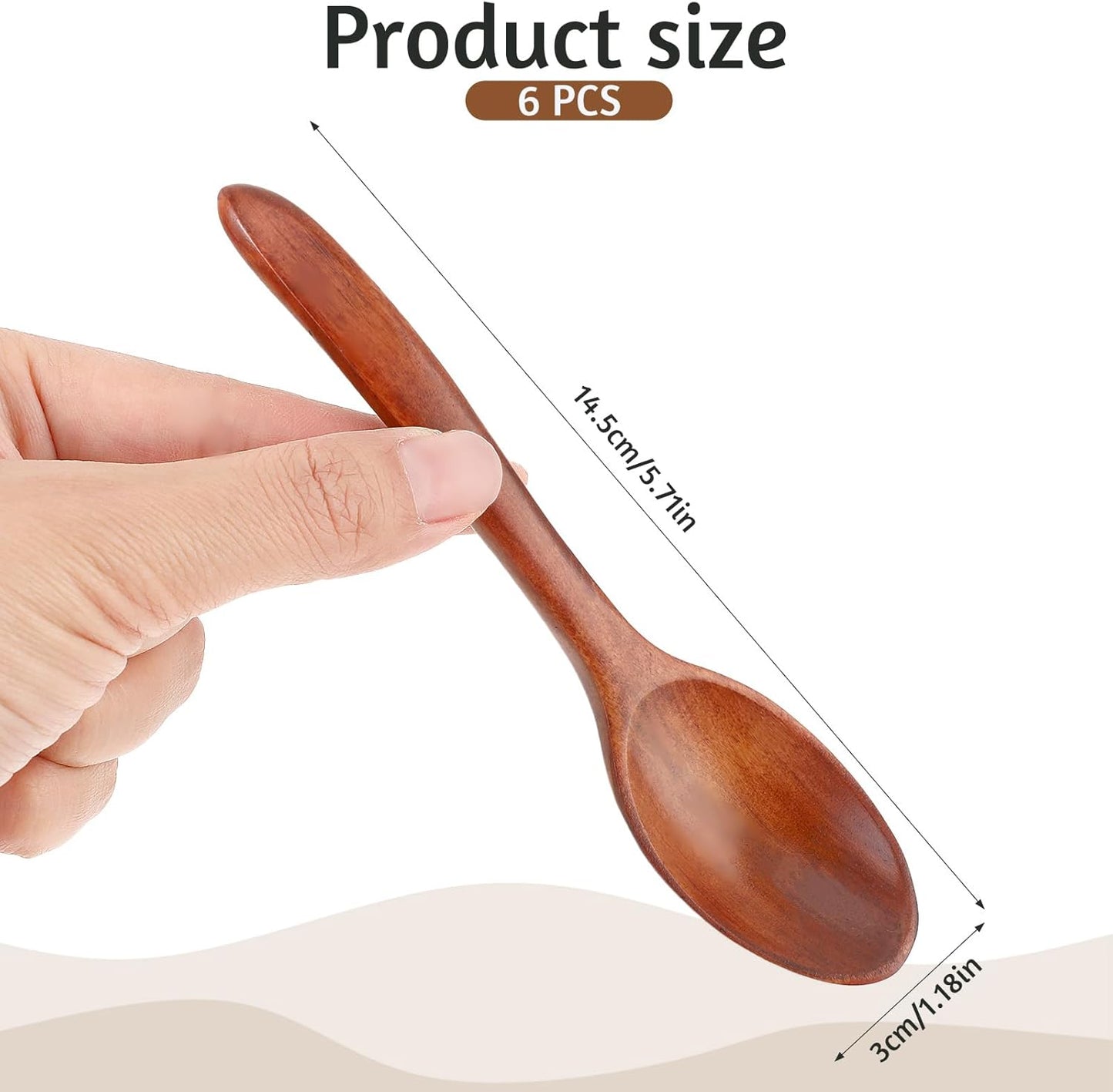 6 cucharaditas de madera antiadherente para miel y servir