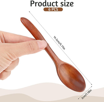 6 cucharaditas de madera antiadherente para miel y servir