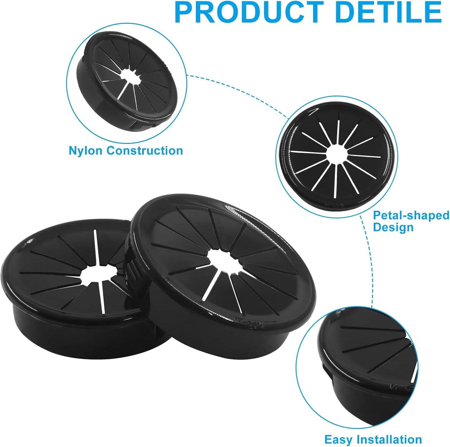 5 Pzas Pasadores de Cabello 1-1/2 Pulg Nylon para Mesa Escritorio
