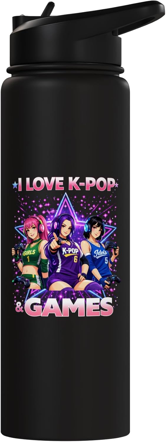 Botella de agua aislada con música pop coreana para niñas y mujeres