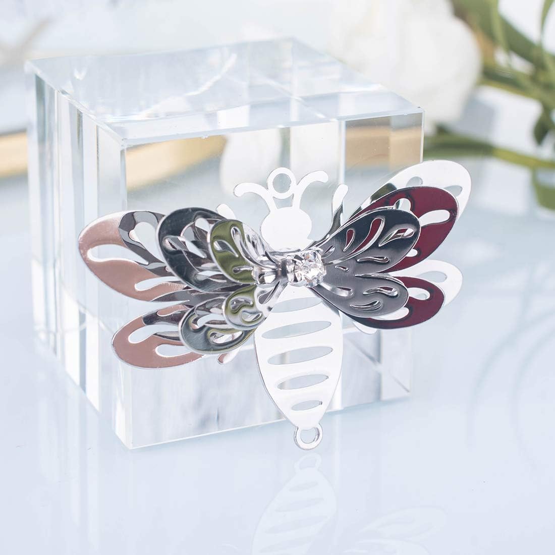 10 Pzas Suncatcher Plata Abeja Metal Artesanía