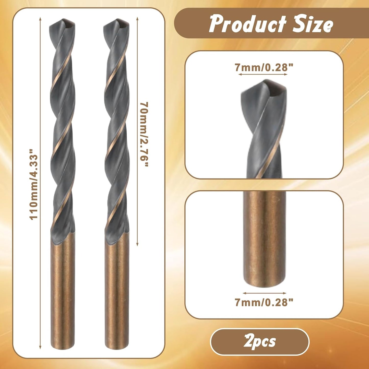 Brocas cobalto vástago recto 0.315pulg 2 Uds