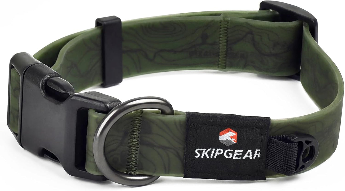 Collar perro impermeable impresión topográfica ajustable verde