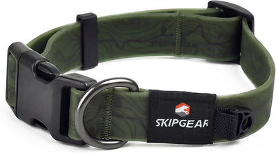 Collar perro impermeable impresión topográfica ajustable verde