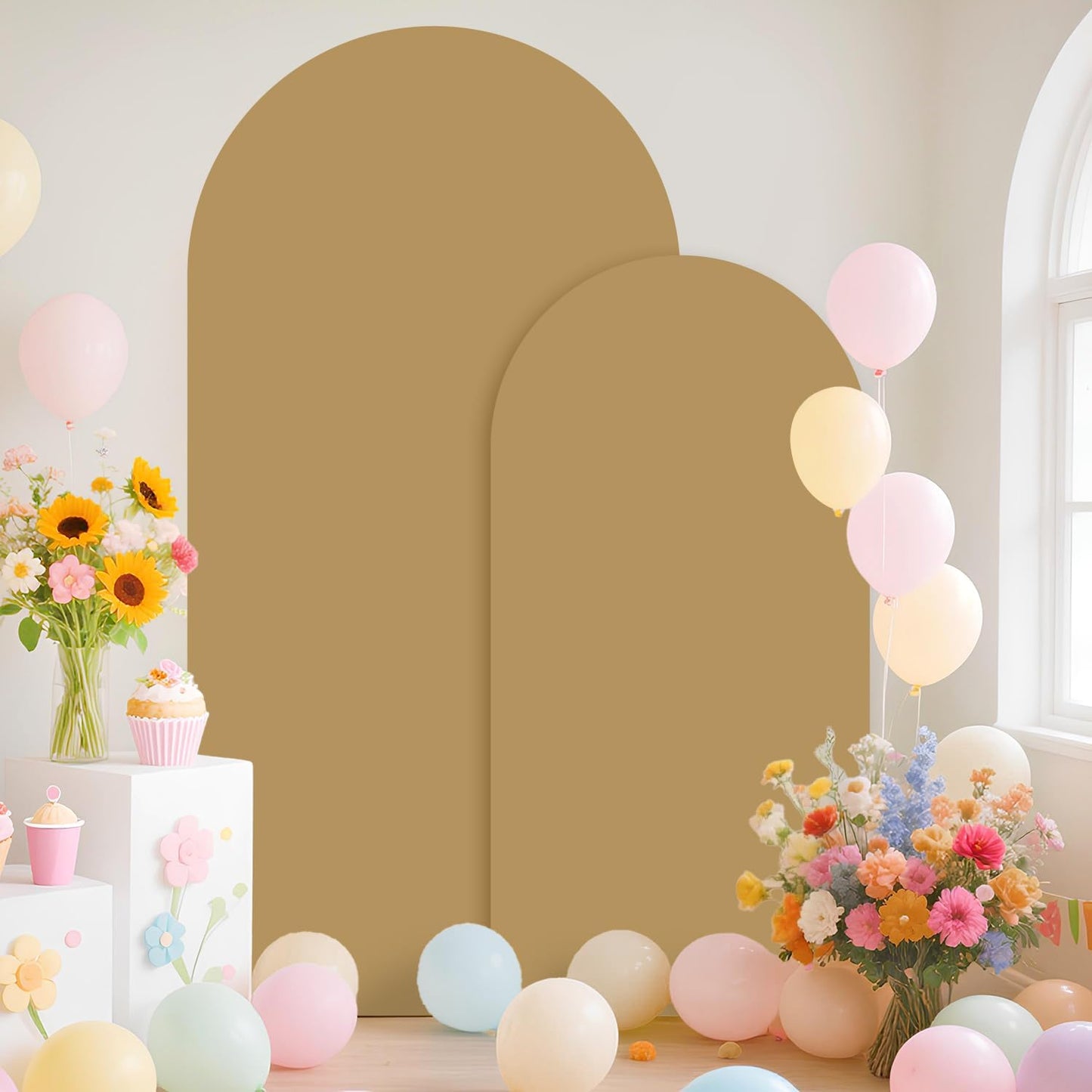 2 Pzas Soporte Arco Boda Cubierta Metal 6-7.2ft Telón Elástico