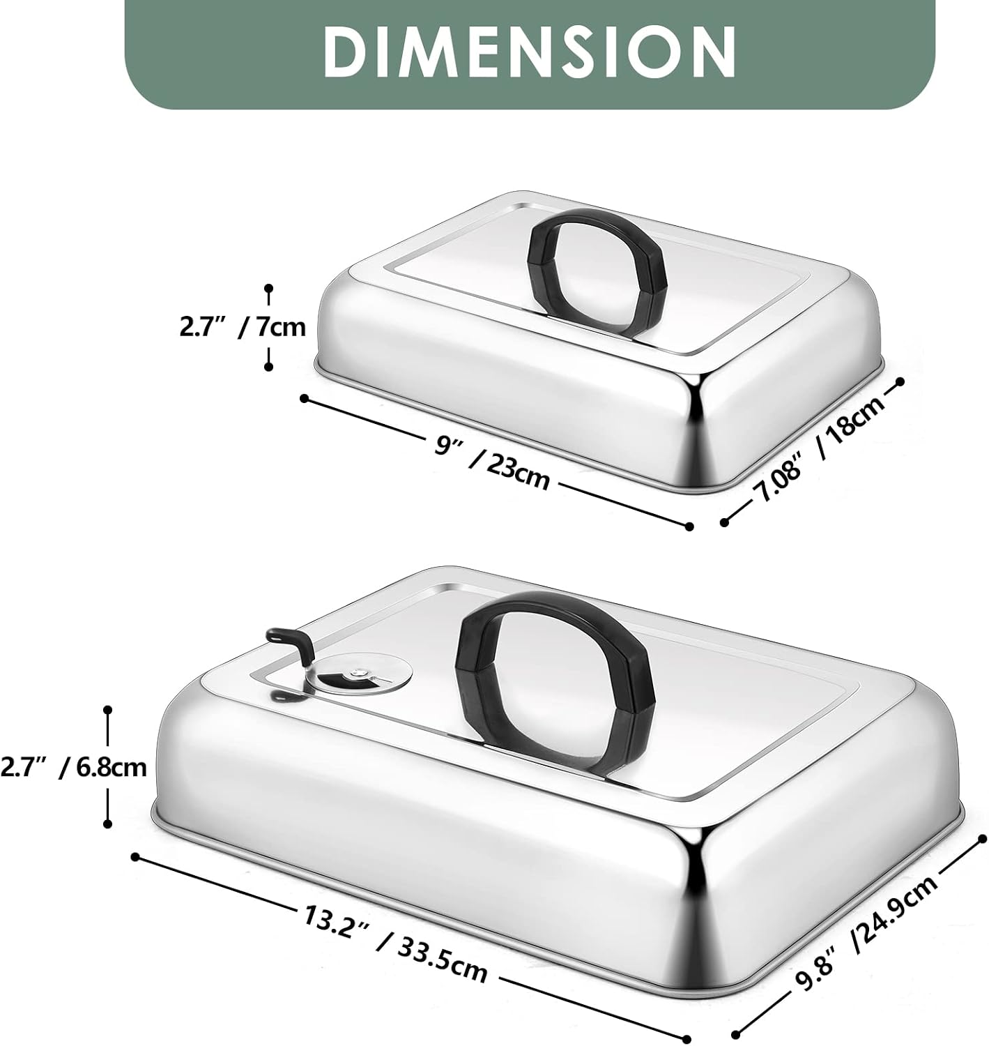 3 Cubiertas Hilvanado Plancha Acero Inox 13x9pulg