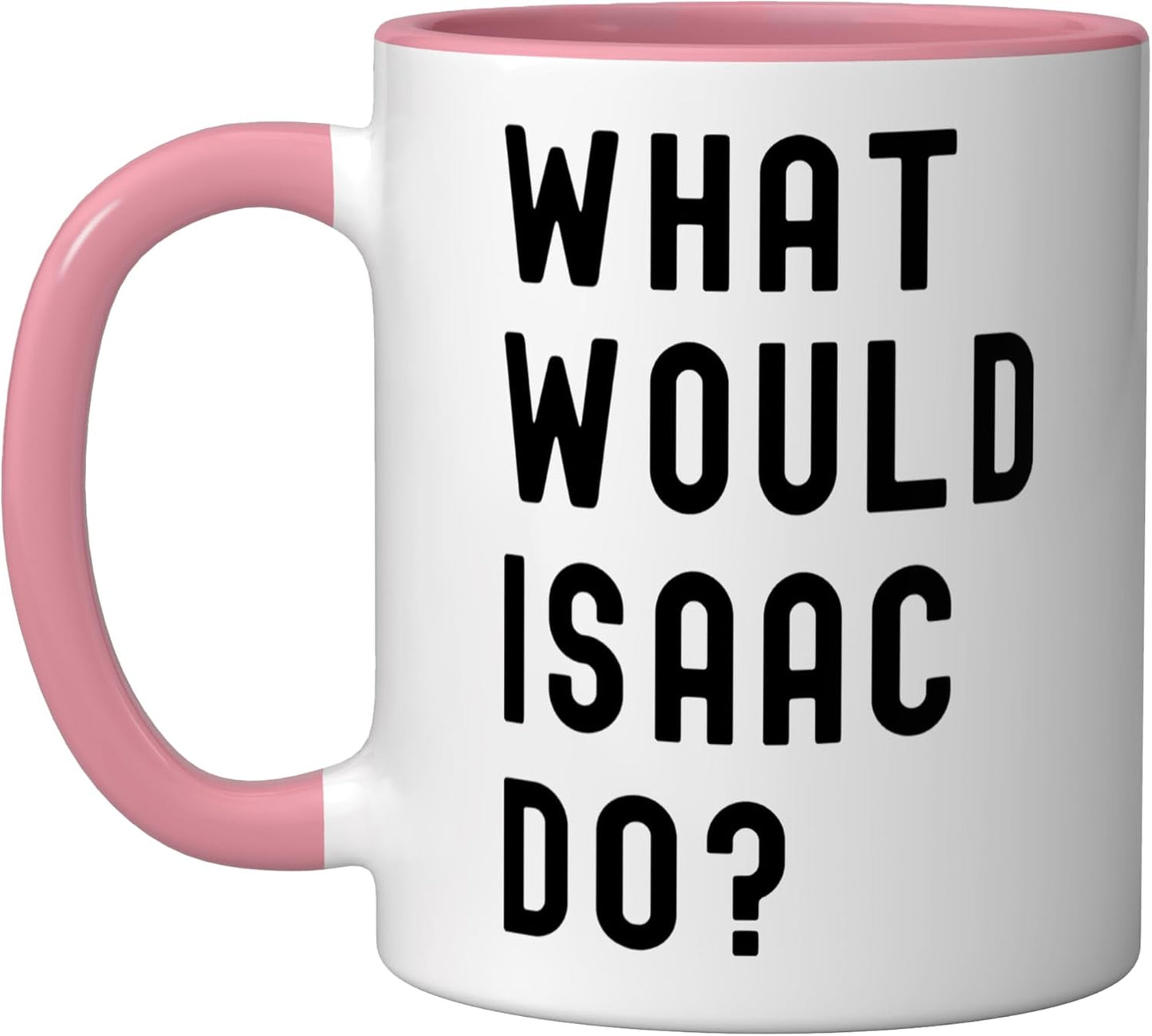Taza cerámica What Would Isaac Do Rosa/Blanca