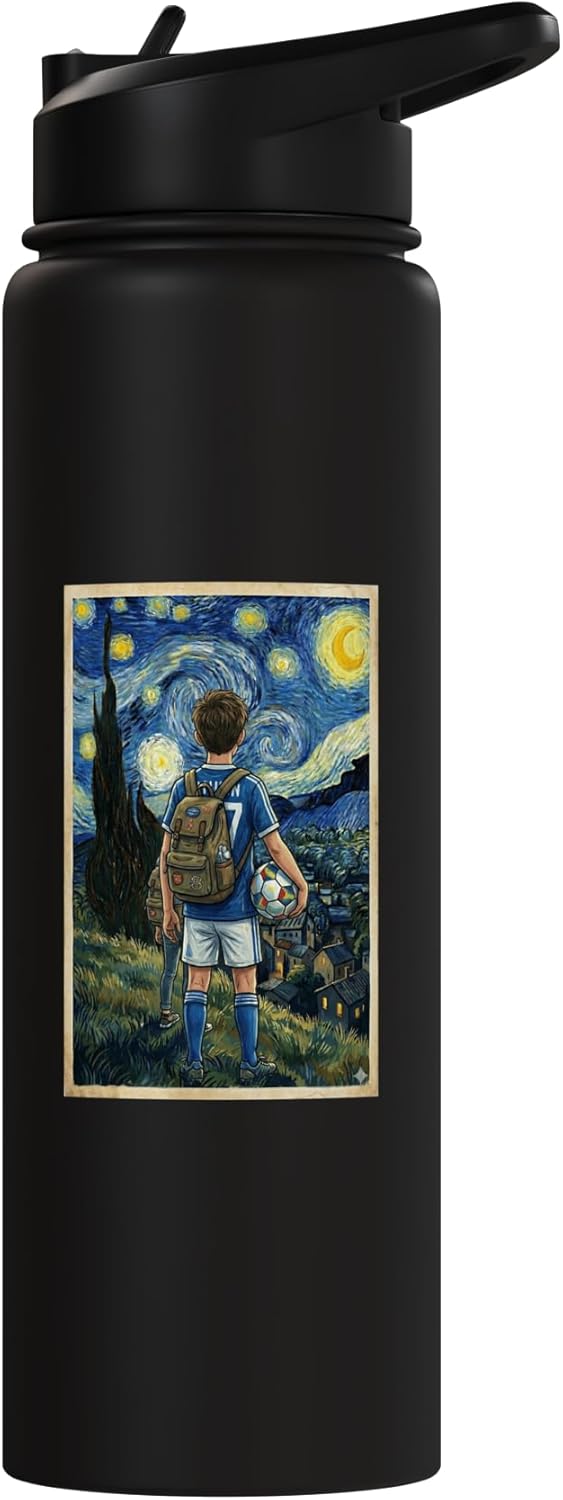 Botella de agua aislada Van Gogh Starry Night para niño