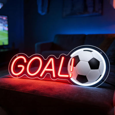 Letrero neón fútbol luz LED 16pulg decoración dormitorio niño