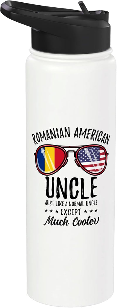 Botella de agua acero inoxidable aislada herencia rumana