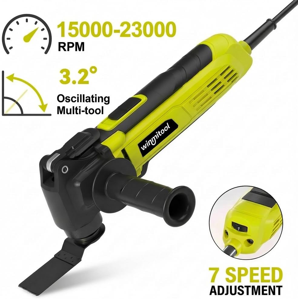 Herramienta oscilante eléctrica 7 vel 26 accesorios verde