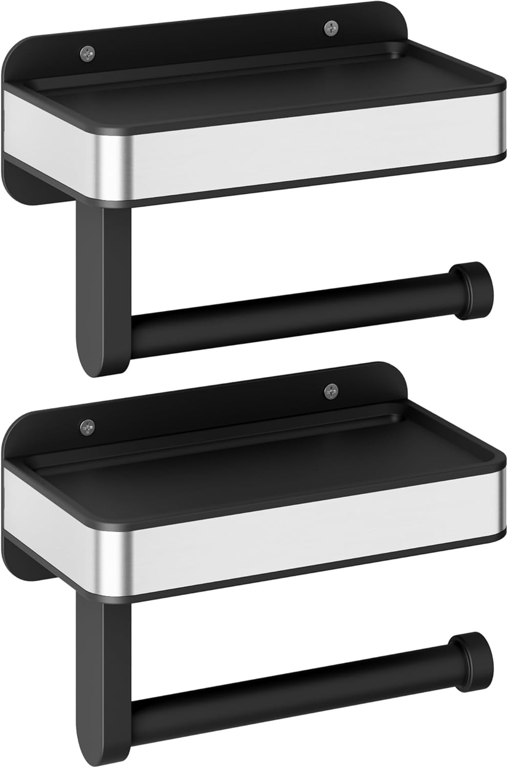 Soporte papel higiénico adhesivo negro mate pack 2