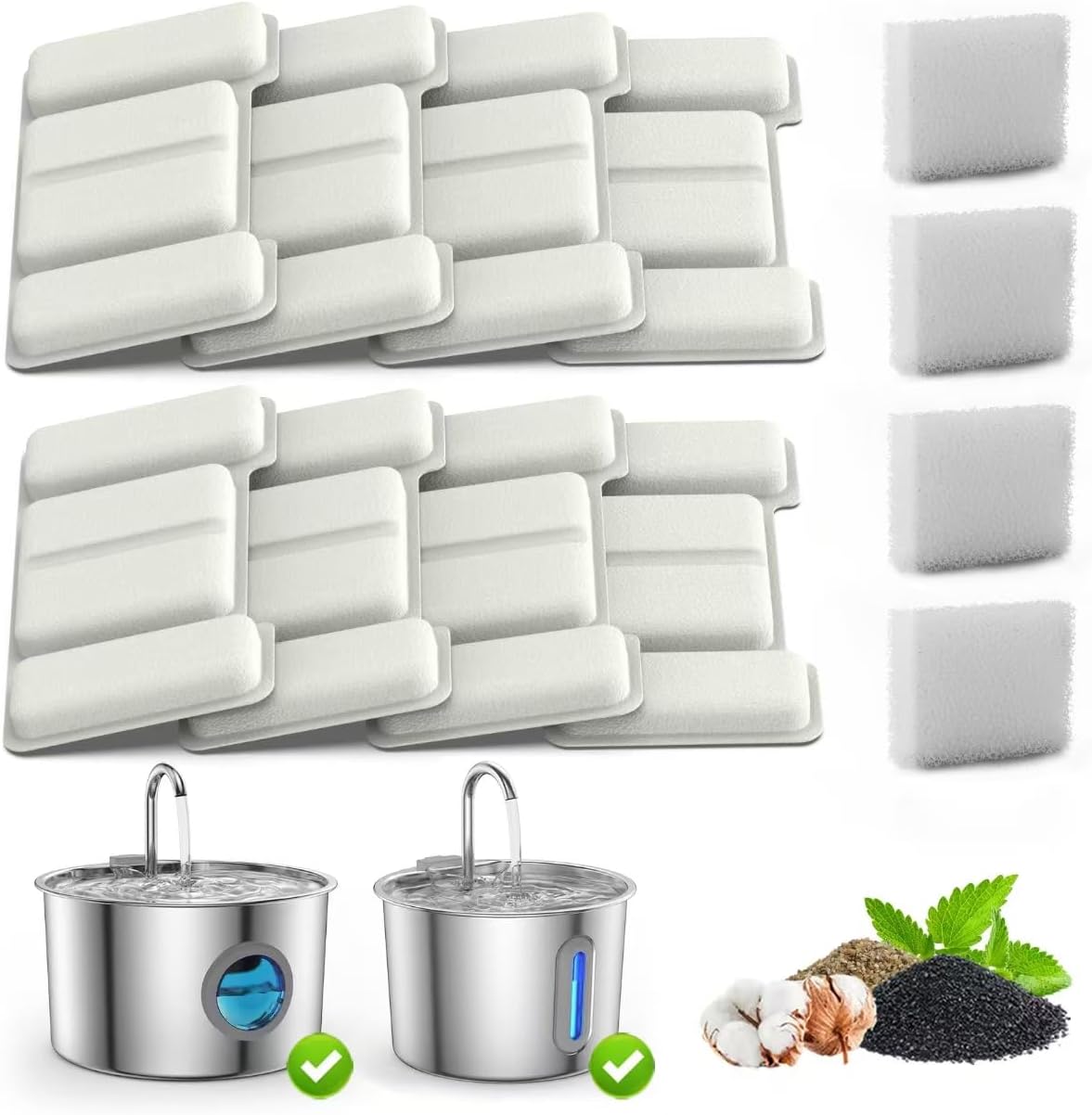 Filtros de agua para gato paquete 8 filtros y 4 esponjas para dispensador automático
