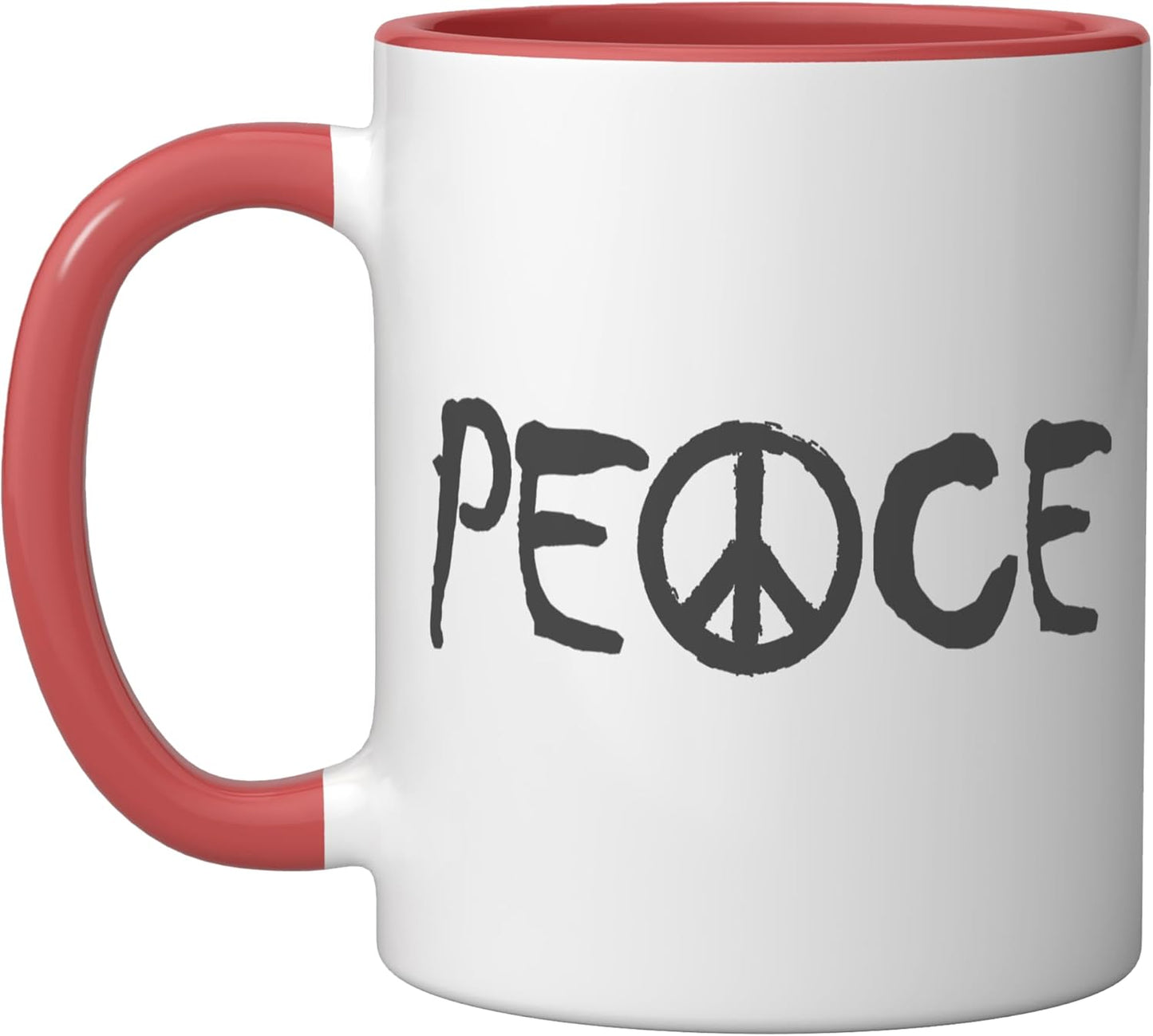 Taza Cerámica Símbolo de la Paz Roja y Blanca