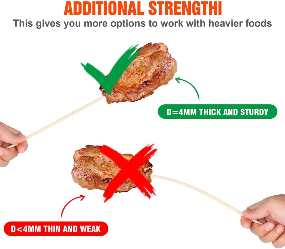 400 Brochetas Bambú 12pulg para Asar Kabob Fruta Salchicha