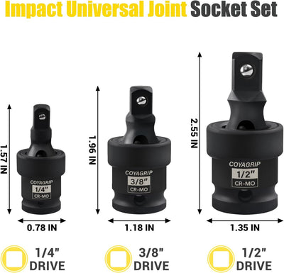 Juego enchufes giratorios universales set 3 acero cr-mo