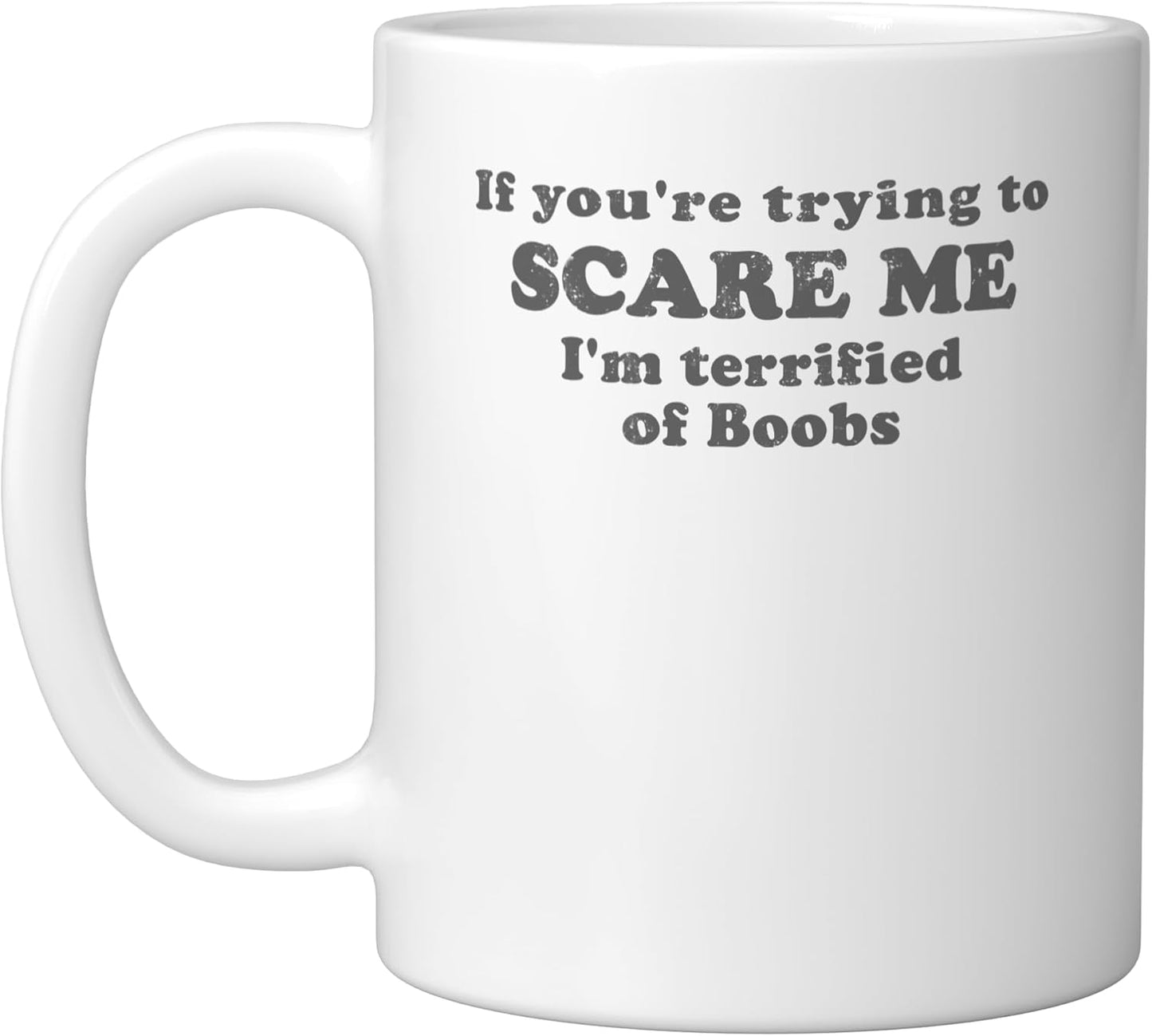 Taza de cerámica blanca con texto humorístico en inglés