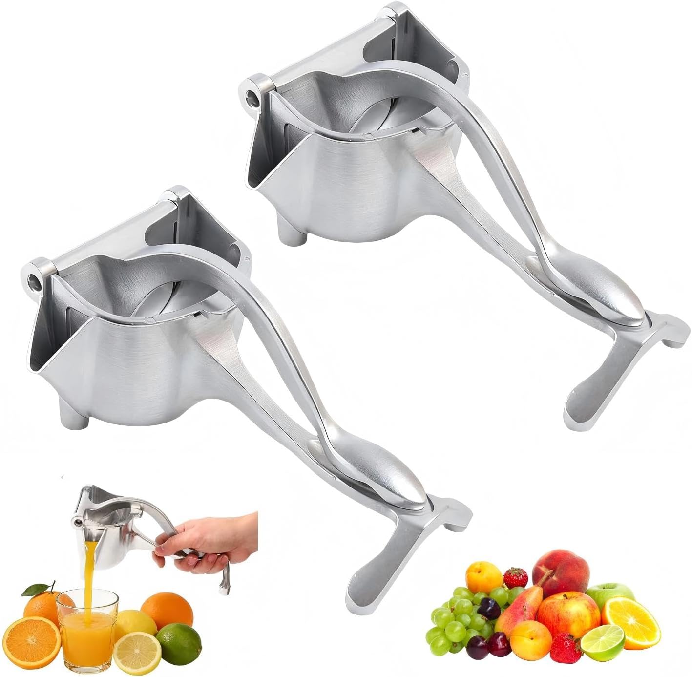 Exprimidor de frutas de aluminio sin BPA con agarre ergonómico