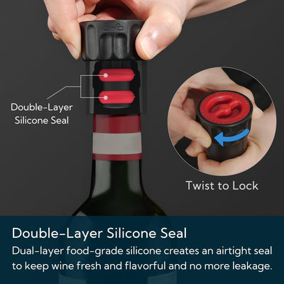 Tapón magnético para vino KITCHENDAO con sello seguro doble capa y bloqueo giratorio