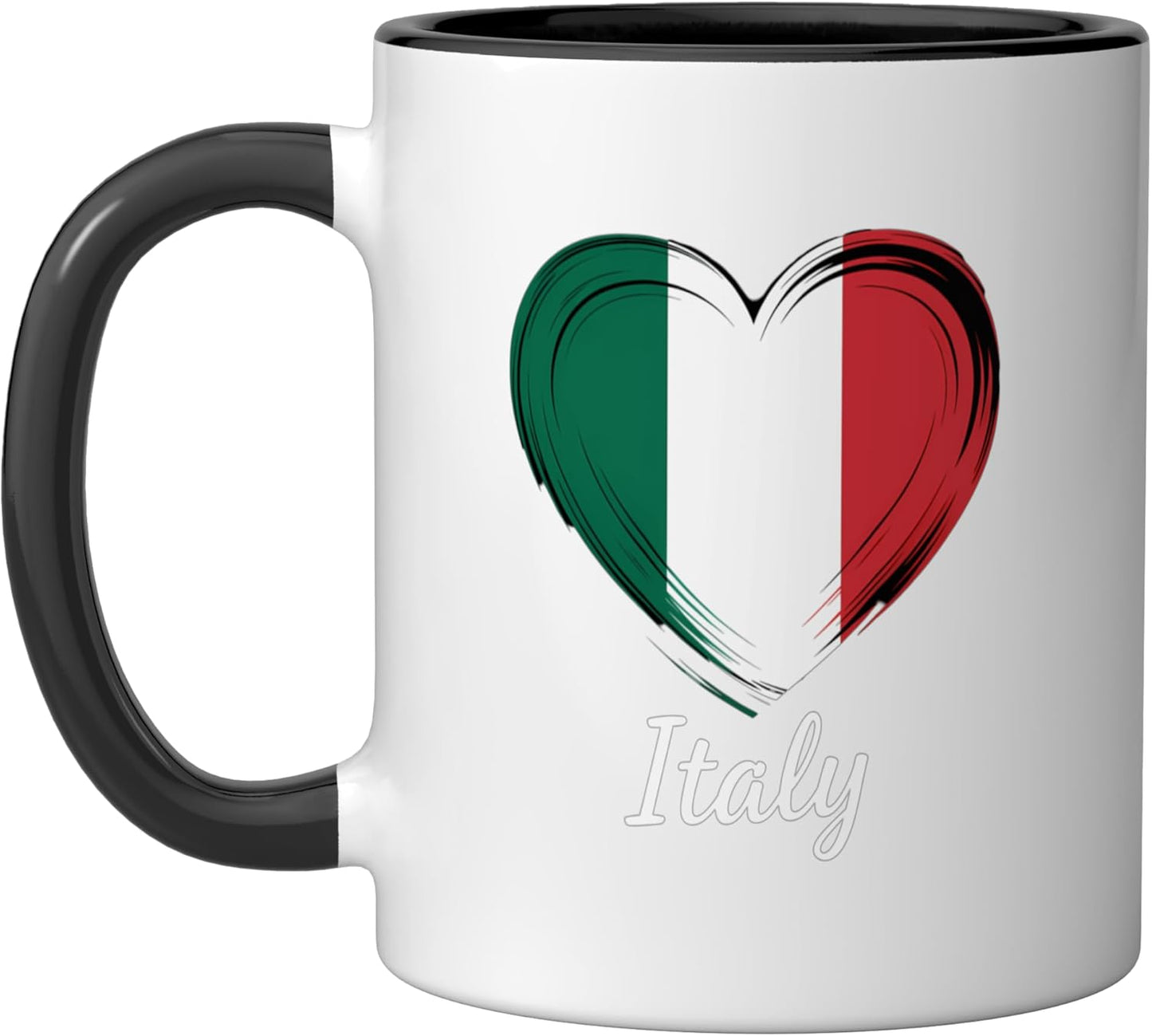 Taza cerámica bandera de Italia negra/blanca
