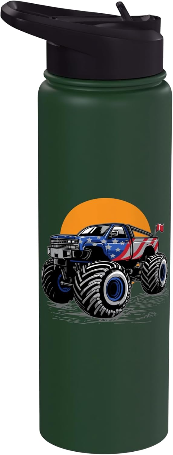Botella agua acero inox aislada bandera USA