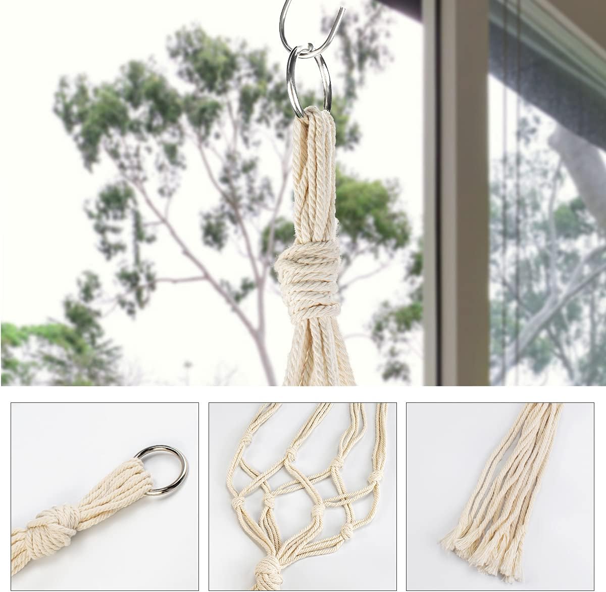 5 Colgadores Macramé para Plantas 34-54pulg con Ganchos
