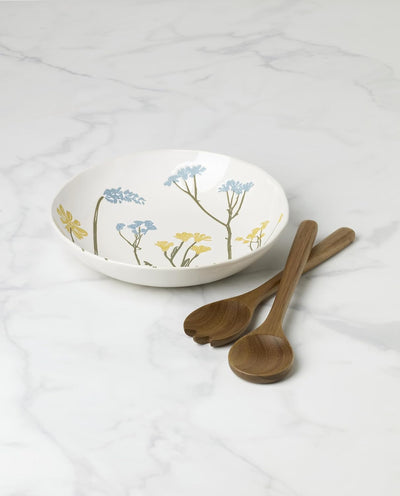 Set 3 Pzas Plato Comida Cerámica con Servilletas Madera
