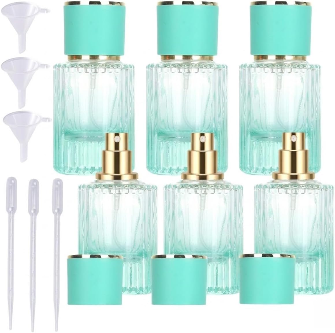 6 Botellas Perfume Vacías Vidrio Viaje Elegantes Juego Decorativo