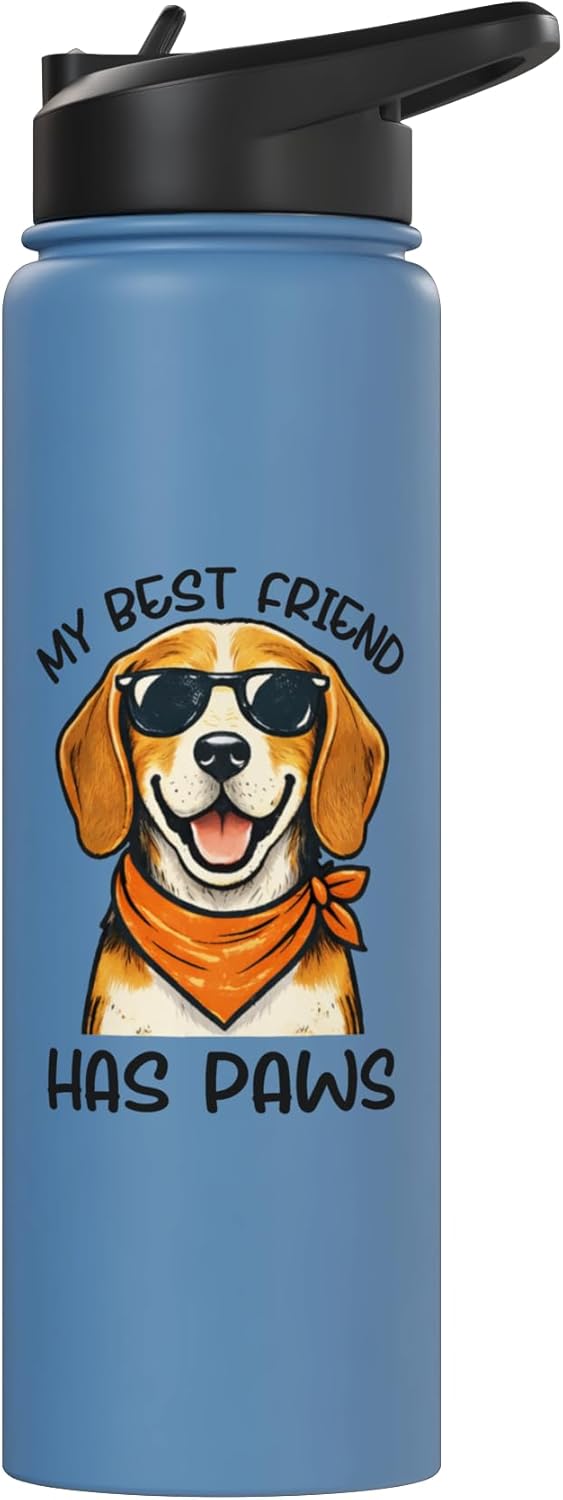 Botella de agua acero inoxidable sin BPA con diseño de perro