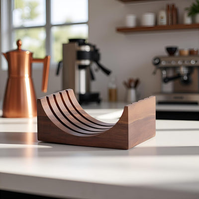 Soporte madera nogal para filtro café 51/53mm
