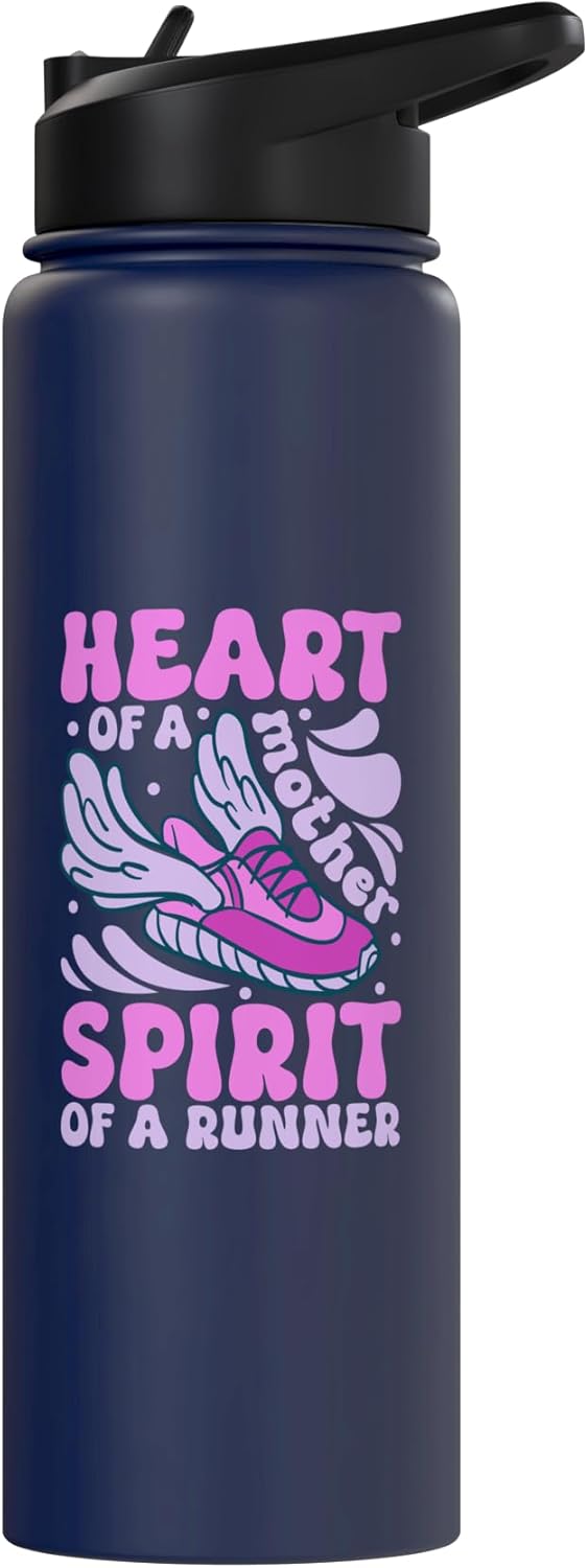 Botella de agua acero inoxidable aislada para runner y mamá