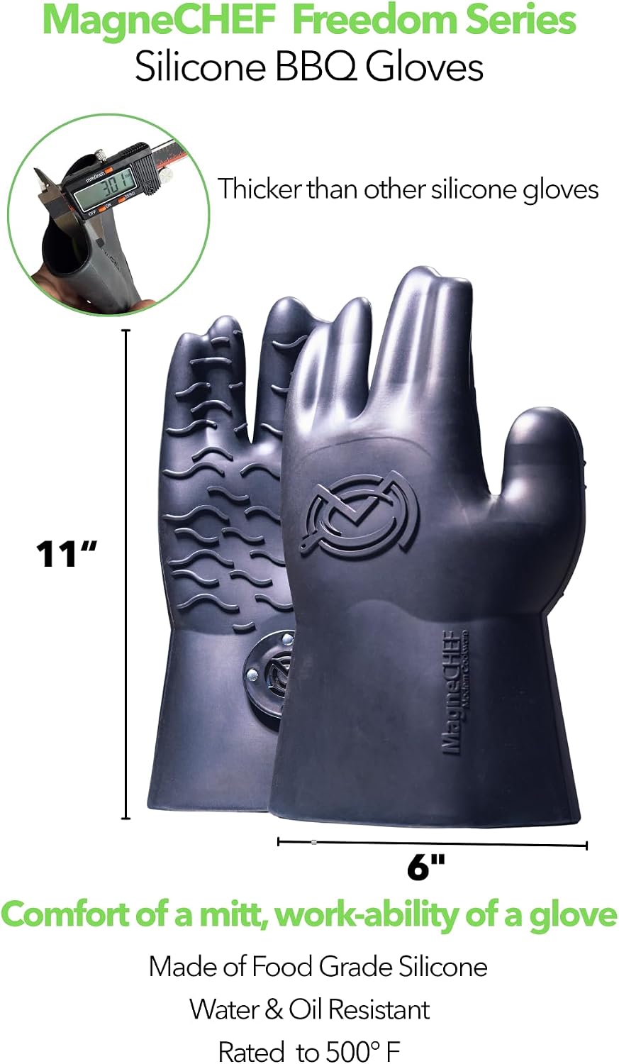 Guantes magnéticos barbacoa silicona 500°F antideslizante