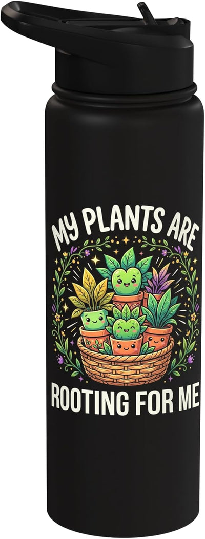 Botella de agua acero inoxidable aislada para amantes de las plantas