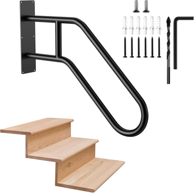 Barandilla pared escalones 1-3 negra forma U