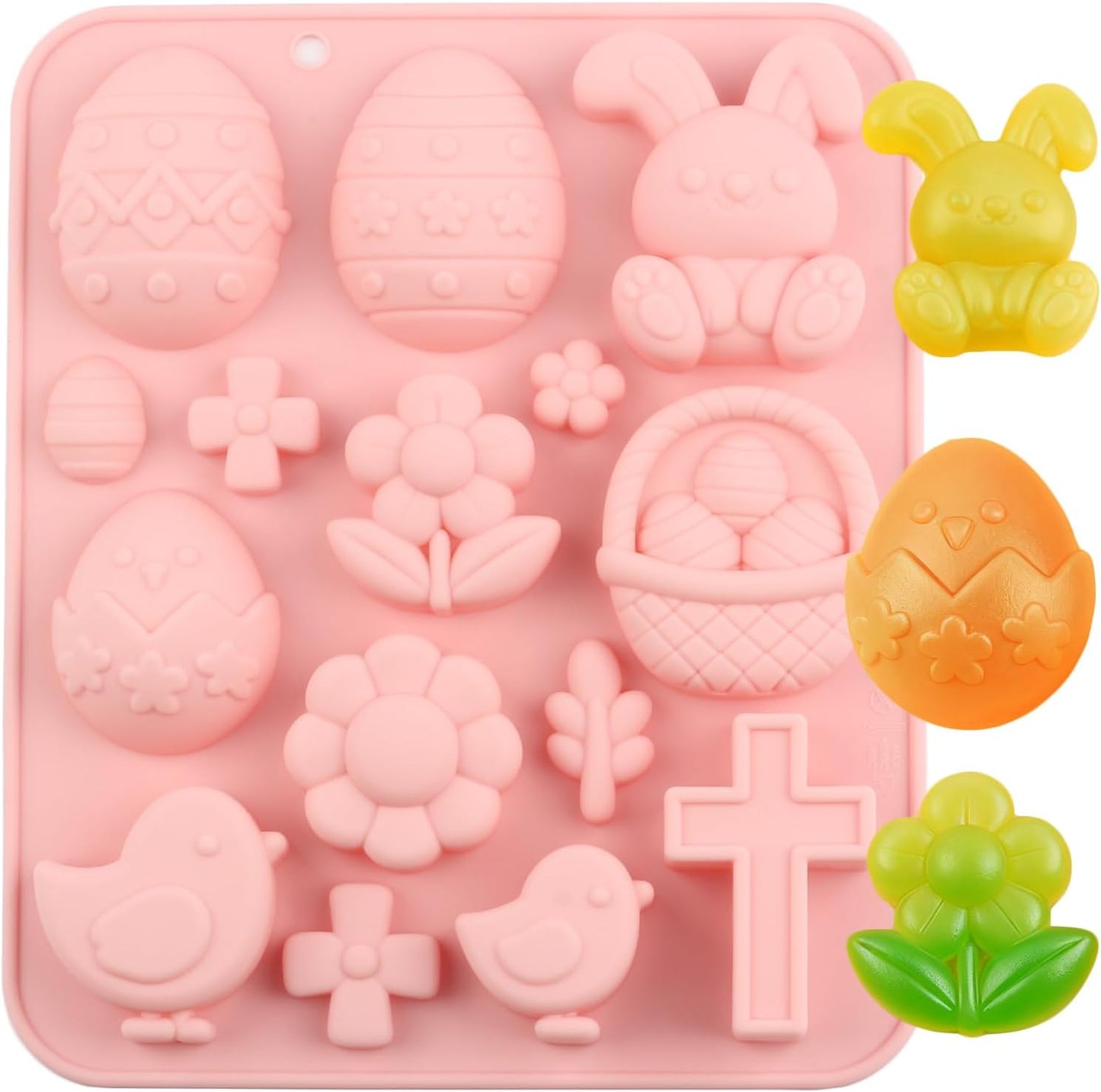Moldes silicona dulces Pascua 15 cavidades cesta conejo