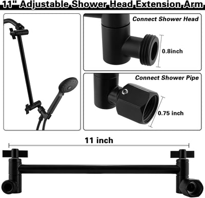 Extensión cabezal ducha ajustable 12pulg acero inox G1/2