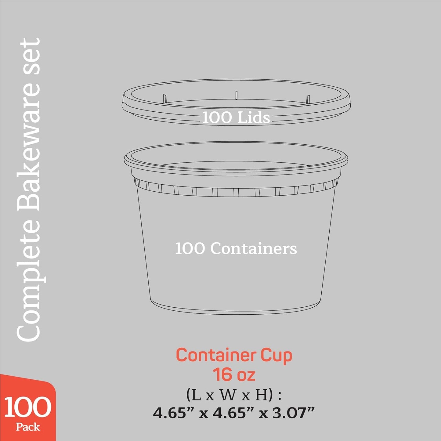 Contenedores plástico transparente 16oz sin BPA apilables 100 pzas