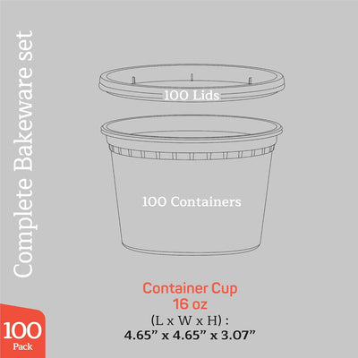 Contenedores plástico transparente 16oz sin BPA apilables 100 pzas