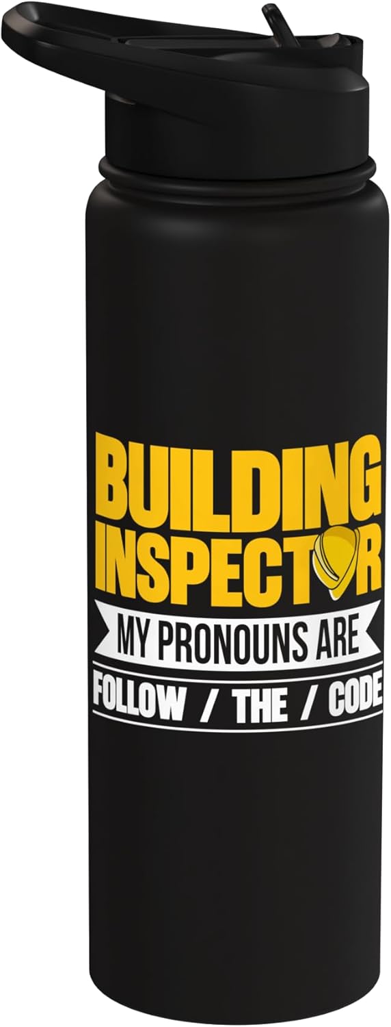 Botella de agua aislada de acero inoxidable inspector de construcción