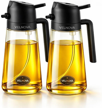 Pulverizador de aceite de oliva vidrio 16 oz dispensadora 2 en 1 verde oscuro grado alimenticio