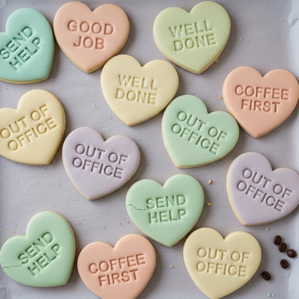 Set 9 Cortadores Galletas Corazón Oficina Trabajo Equipo