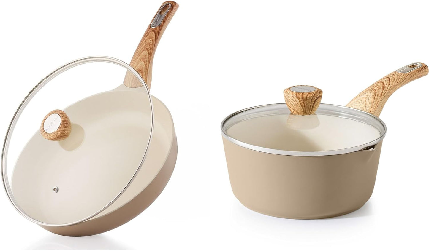 Sartén cerámica antiadherente 9.5pulg con tapa 1.5qt sin PFOA