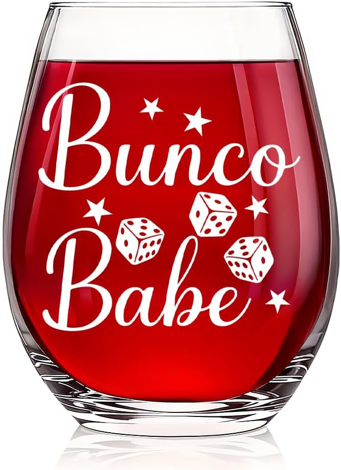 Copa de vino sin tallo para mujer Bunco, regalo de fiesta