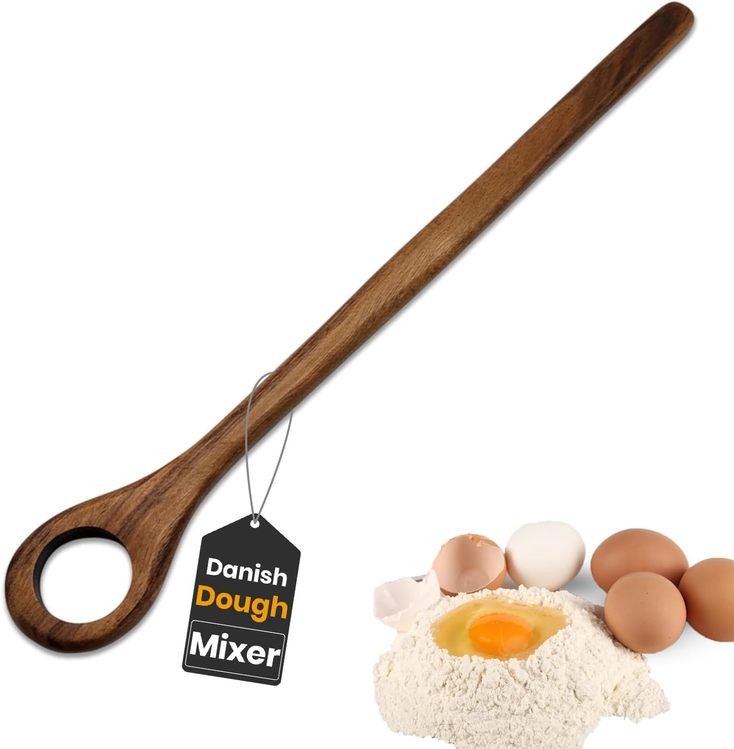 Batidor de masa madera natural para pan de masa madre