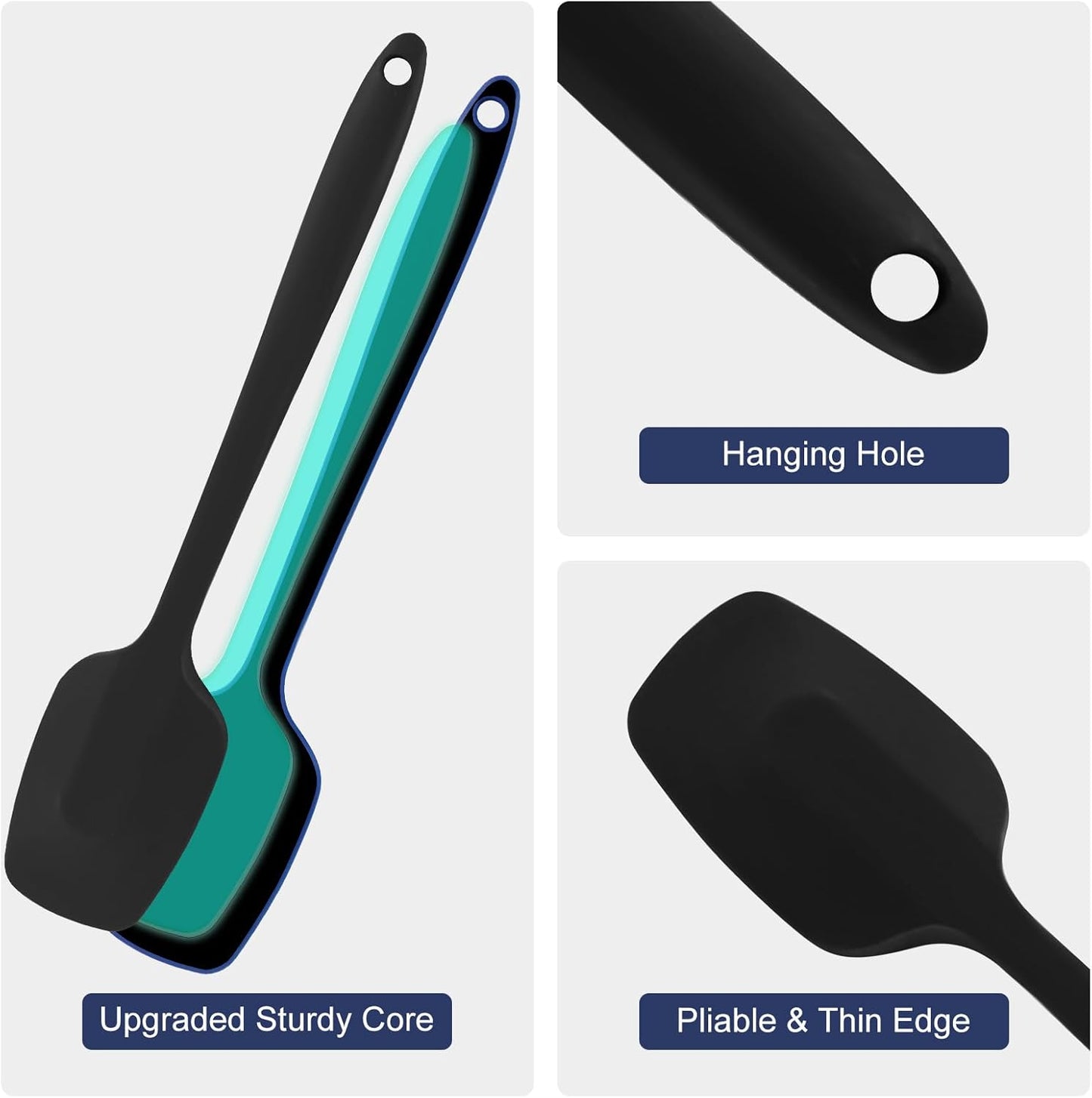 Set 5 espátulas silicona antiadherente grado alimenticio negro