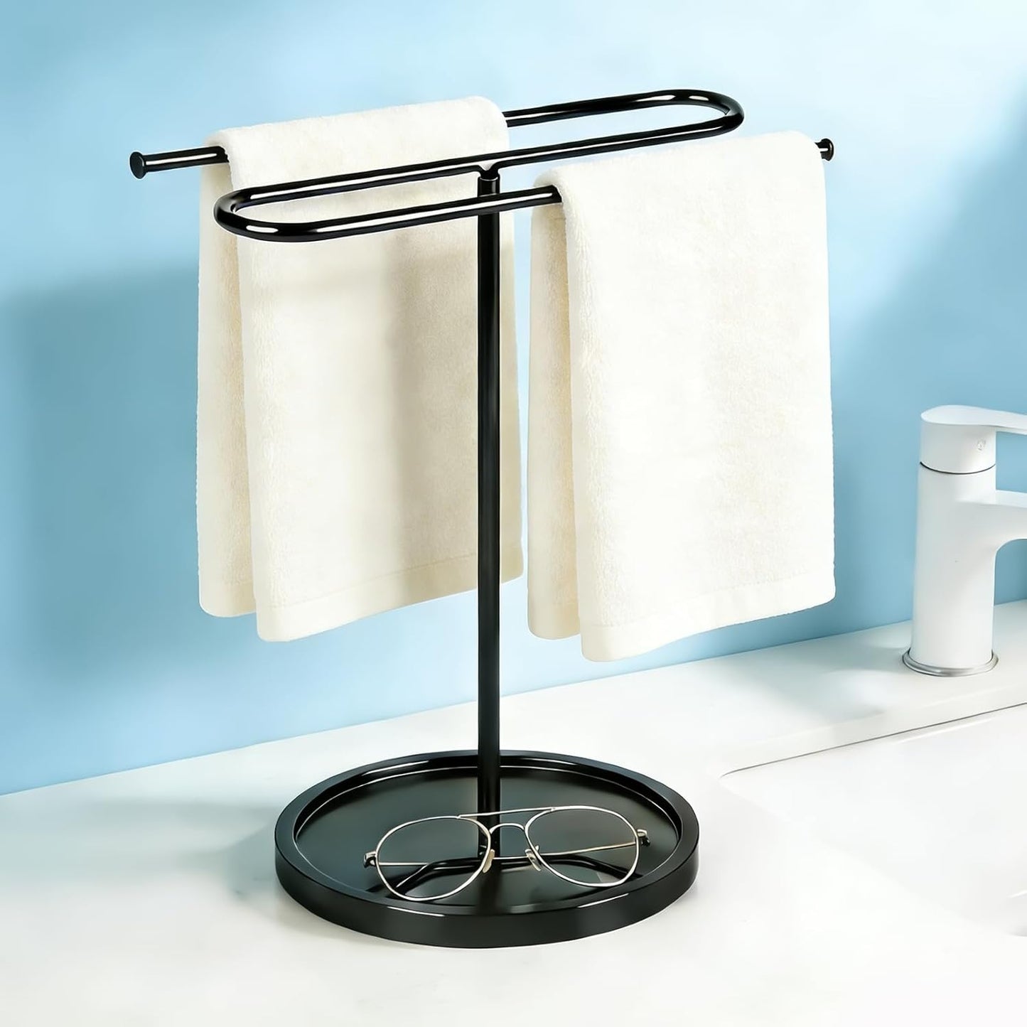 Toallero forma S baño 14pulg antideslizante para 2 toallas