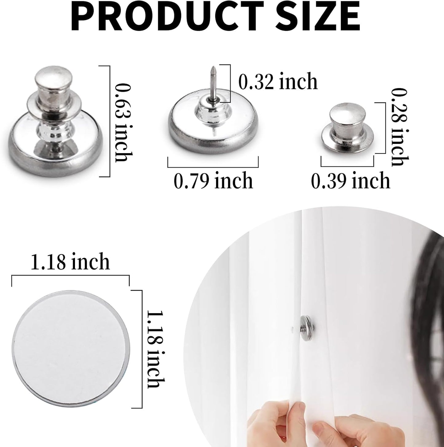 Imanes para cortinas con 20 clips magnéticos y parches autoadhesivos