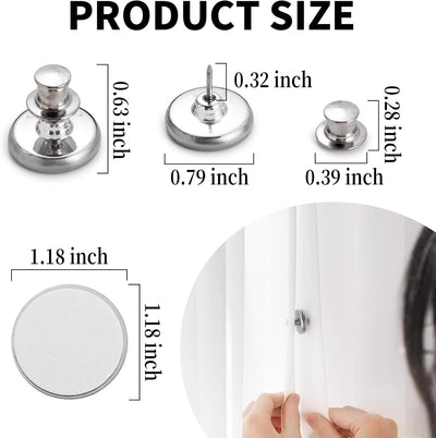 Imanes para cortinas con 20 clips magnéticos y parches autoadhesivos