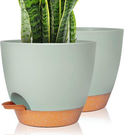 Set 2 Macetas 8pulg con Drenaje Decorativas Modernas