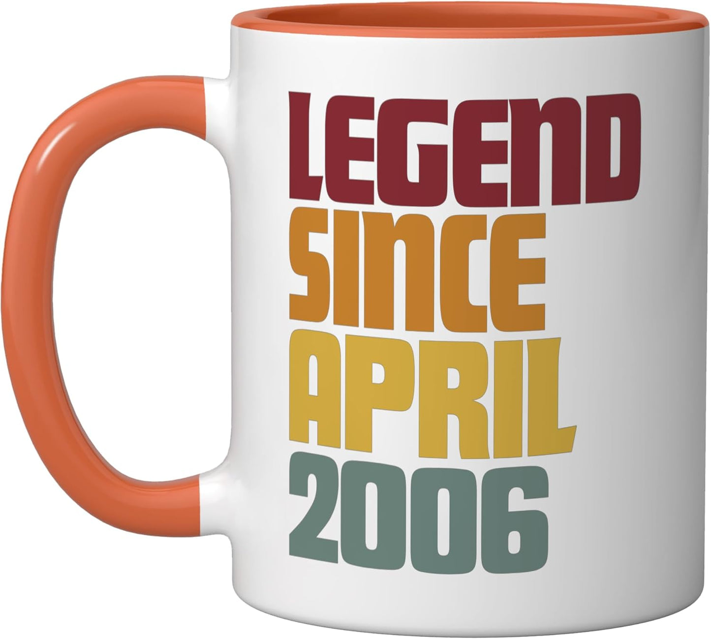Taza cerámica vintage humorística aniversario 20 años naranja/blanco
